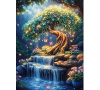 Árbol de la Vida Junto a la Cascada Puzzles 1000 Piezas Aliviar Estrés Familiar Premium Pintura al óleo Animal-Planta Rompecabezas para Adultos Desafío Intelectual 3D DIY Creativo Decorativo 1000 PCS