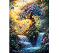Árbol de la Vida Junto a la Cascada Puzzles 300 Piezas Aliviar Estrés Familiar Premium Hada Tale Oil Painting Dream Rompecabezas para Adultos Desafío Intelectual 3D DIY Creativo Decorativo 300 PCS