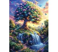 Árbol de la Vida Junto a la Cascada Puzzles 500 Piezas Obra De Arte Abstracta Hada Tale Oil Painting Dream Rompecabezas para Adultos Decoración Hogar Moderno DIY Creativo Desafío 500 PCS