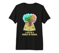 Árbol de la Vida Leyendo Citas I Live In A World of Books Camiseta Premium