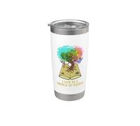 Árbol de la vida leyendo citas I Live In A World of Books Vaso térmico de acero inoxidable de doble pared