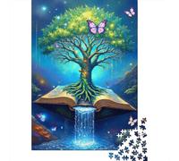 Árbol de la Vida Mágico Libro Puzzle de 1000 Piezas Papel para Adultos Cascada Fantástica Relajación Enfoque Juego Familia Decoración Regalo 70x50cm/1000pcs