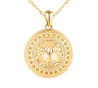 Árbol de La Vida Medallón Foto Collar Mujer: Plata de Ley 925 Imagen Colgante Collar con Foto - Joyería Conmemorativa para Mujer Amigas Niñas Adolescentes - Regalos Personalizados con Foto Oro