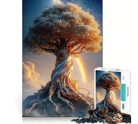 Árbol de la Vida Místico con Arcoíris Rompecabezas Difícil para Adultos 1000 Piezas Think Toy Divertido y Pacífico Obra de Arte de Corte Limpio (38x52cm)