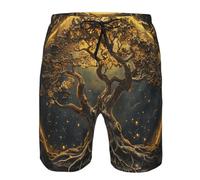 Árbol De La Vida Mito Oro Negro Hermoso Shorts De Playa con Bolsillos Hombre Bañador Secado Rápido Traje De Baño para Surf Natación Jogger 3XL