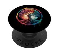 Árbol de la Vida Naturaleza Colorida Yin Yang Zen Yoga Meditación PopSockets PopGrip Adhesivo