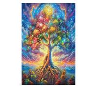 Árbol de la Vida Puzzle 1000 Piezas Desafío Intelectual Avanzado Flores Plantas Árboles Rompecabezas para Adultos Obra De Arte Colorido DIY Creativo Decoración Hogar 1000 PCS