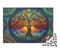 Árbol de la Vida Puzzle de 1000 Piezas Papel para Adultos Arte Mosaico Juego de Puzzle 1000 Piezas Relajante Hogar 52x38cm/1000pcs