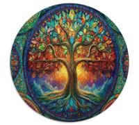 Árbol de la Vida Puzzle de 1000 Piezas Redondo Papel para Adultos Arte Colorido Juego de Puzzle