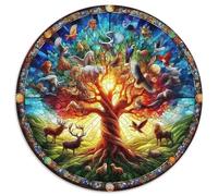 Árbol de la Vida Rompecabezas Redondo 1000p Adultos-Niños Mundo fantasía Circular Puzzle Niños: Familia Juego Impossible Habilidad Familiar 1000pcs (67.5x67.5cm)