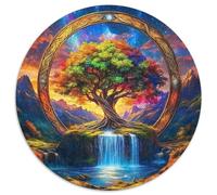 Árbol de la Vida Rompecabezas Redondo 1000p Adultos-Niños Mundo fantasía Circular Puzzle Niños: Familia Juego Impossible Habilidad Familiar 1000pcs (67.5x67.5cm)