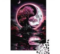 Árbol de la Vida Rosa Mística Puzzle de 1000 Piezas para Adultos Papel Noche Luna Relajación Decorativo Regalo 70x50cm/1000pcs