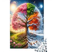 Árbol de Las Cuatro Estaciones Puzzle de 1000 Piezas Papel Puzzle para Adultos Paisaje Estacional Puzzle para Toda la Familia Relajación Decoración Regalo 52x38cm/1000pcs