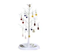 Árbol de las joyas 1 unidad, soporte for presentación de joyería en forma árbol con bandeja, pendientes, collares, anillos, estante almacenamiento, torre escritorio(WHITE)
