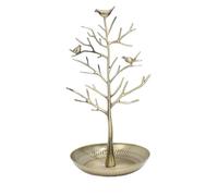 Árbol de las joyas Soporte de exhibición pendiente árbol pájaro aleación Metal doble capa estilo artístico con forma sicomoro joyería(Ancient cyan Bird Tree)