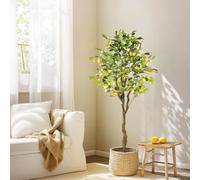Árbol De Limón Artificial De 150 cm con 50 Luces, árbol De Limón Artificial Ya Plantado con Frutos Realistas y Hojas De Aspecto Natural, Planta Artificial para La Decoración De Oficinas En Casa