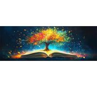 Árbol de los deseos Pintar por Numeros Adultos 65x195 cm, DIY Libro Pintar por Números Niños, Pintura por Numeros con Pigmento Acrílico y Pinceles, Para Decoración de Pared Hogar (Sin Marco) -H873