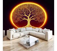 Árbol De Los Sueños De La Vida Fotomurales no Tejido Color Naranja, 200 x 140 cm Papel Pintado Decoración de Pared moderna, Murales póster efecto 3D, Decorativos Murales para Dormitorio Salón TV Pared