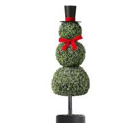 Árbol de muñeco de nieve artificial - Domina tu entrada festiva, Navidad en maceta de 80 cm con sombrero y bufanda de terciopelo, base antideslizante pesada | Perfecto fácil para salones de jardín v