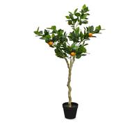 Árbol de naranja artificial en maceta negra - 118 x 40 cm - Árbol artificial en maceta con 10 naranjas - Planta artificial naranja en maceta, árbol decorativo, árbol ornamental, árbol artificial