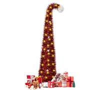 Árbol de Navidad,150cm Árbol de Pino de Navidad Artificial con Luces LED y Adornos,Árbol de Navideña Frondoso Artificiales Plegable ara Decoración Navideña (Cuello Torcido)