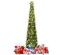 Árbol de Navidad,150cm Árbol de Pino de Navidad Artificial con Luces LED y Adornos,Árbol de Navideña Frondoso Artificiales Plegable ara Decoración Navideña (Sicomoro)