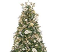 Árbol de Navidad 180cm Artificial con iluminación 300 Leds luz y Adornos champán Adornos navideños Que Incluyen Bolas de árbol de Navidad Artificiales Completas