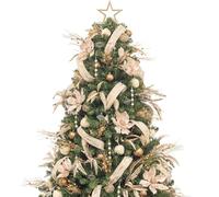 Árbol de Navidad 210cm Artificial Blanco Artificial con iluminación 400 Leds luz y Adornos champán Adornos navideños Que Incluyen Bolas de árbol de Navidad Artificiales Completas