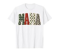 Árbol de Navidad a Cuadros Rojos Mama, Patchwork Holiday Xmas Mama Camiseta