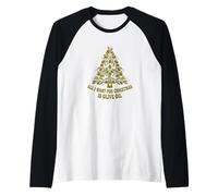 Árbol De Navidad Aceite De Oliva Mediterráneo Amantes De La Comida Camiseta Manga Raglan