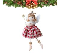 Árbol de Navidad Angel Girl Ornament, Plush Angel Doll Decoration, Seasonal Hanging Keepsake Lanyard, Perfect for Door, Window Sill, Farmhouse, Restaurant Holiday Display, 10 x 17 cm Red Grey White