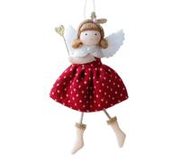 Árbol de Navidad Angel Girl Ornament, Plush Angel Doll Decoration, Seasonal Hanging Keepsake Lanyard, Perfect for Door, Window Sill, Farmhouse, Restaurant Holiday Display, 10 x 17 cm Red Grey White