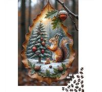 Árbol de Navidad Ardilla 1000 Piezas Stock De Cartas Premium Rompecabezas De Bricolaje Niños Principiantes Desafío Juego Educativo Alivio del Estrés 52x38cm/1000pcs