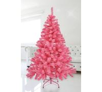 Árbol de Navidad artificial, 150 cm, color rosa, con soporte | Pequeño árbol de Navidad plegable de plástico, color rosa