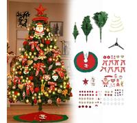 Árbol de Navidad Artificial 150 cm con Luz LED,122PCS Navidad Decorado para Estrella, Bolas de Navidad, Tarjetas de Deseos, Delantal