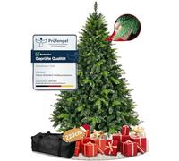 Arbol de Navidad Artificial 220cm - Árbol de Navidad Frondoso y Realista, Fabricado Mediante Inyección, Christmas Tree con Soporte de Madera y Bolsa para Guardarlo