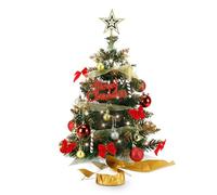 Árbol de Navidad Artificial Acemall Árbol de Navidad 60 CM Pequeño con Luces, Lazo, Cinta y Bolas Navideñas para Decoración de Fiestas en Casa o en la Oficina