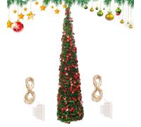 Árbol de Navidad artificial | Árbol brillante de 1,5 m con luces LED coloridas y lentejuelas redondas | Planta decorativa para interiores y exteriores para dormitorio, porche, Halloween y decoración
