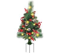 Árbol de Navidad Artificial Árbol de Navidad de plástico para Exteriores de 23, 6 Pulgadas con Cuentas de lámpara LED y Adornos de Bricolaje Trípode con Enchufe de Tierra Decoración para Exteriores