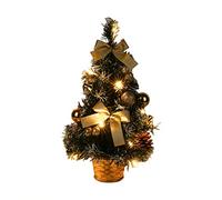 Árbol de Navidad artificial brillante con nieve blanca, 40 cm pequeño árbol de Navidad de mesa LED guirnaldas luminosas con nudo y manzana de pino para decoraciones, mesa de Navidad (A)