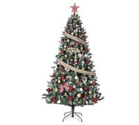 Árbol de Navidad Artificial con Efecto de Nieve e iluminación LED, 180 cm, con Luces Blancas cálidas, piñas realistas, fácil de Montar para Sala de Estar y decoración Festiva