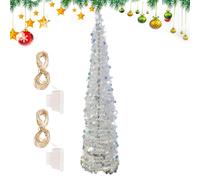 Árbol de Navidad artificial de 1,5 m con luces LED coloridas y diseño de lentejuelas brillantes, perfecto para decoración de interiores y exteriores, ideal para Halloween y celebraciones de vacaciones