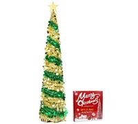 Árbol de Navidad Artificial de 180 cm, con Estrella y Soporte Estable, Lentejuelas Montaje rápido, Plegable, para casa, Chimenea, Oficina, Tienda, Hotel Decoración, Verde Árbol de Navidad