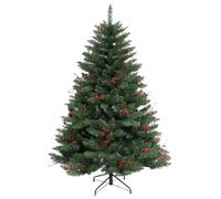 Árbol de Navidad artificial de 2,1 m, de PVC, con piñas y adornos de bayas, soporte de metal, se siente como un verdadero árbol de Navidad, para la decoración navideña