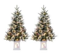 Árbol de Navidad Artificial de 90 cm con 78 Luces LED de Color Blanco cálido, Funciona con Pilas, pre-Lit Premium, Flocado con Bayas Rojas, decoración navideña para el hogar