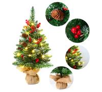 Árbol de Navidad artificial de fibra de 60 cm, con luces LED RGB que cambian de color, mini árbol de Navidad para fiestas y decoración navide