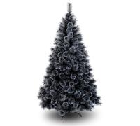 Árbol de Navidad artificial de lujo con configuración automática, agujas de pino cifradas realistas y patas de metal sólido, 210 cm, árbol de Navidad negro para decoración navideña moderna