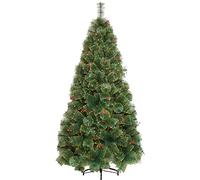 Árbol de Navidad artificial de PVC sin iluminación, borde dorado, decoración de aguja de pino, árbol de Navidad con bisagras y patas de metal sólido, fácil montaje, color verde, 6 pies para cada