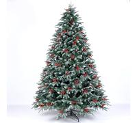 Árbol De Navidad Artificial De Tamaño Mediano, Moderno Y Realista, Con Piñas Y Bayas, Ideal For Apartamentos, Oficinas, Dormitorios Y Colegios.(1.5m/5ft)