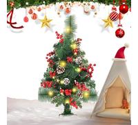 Árbol de Navidad artificial | Decoración luminosa de 20 LED con postes, bayas rojas y piñas, árbol de Navidad de exterior para porche | Para exteriores, jardín, entrada, avenida, , holiday Decor